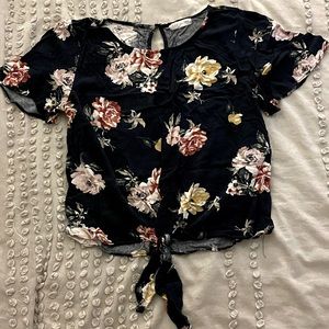 Navy Floral Top